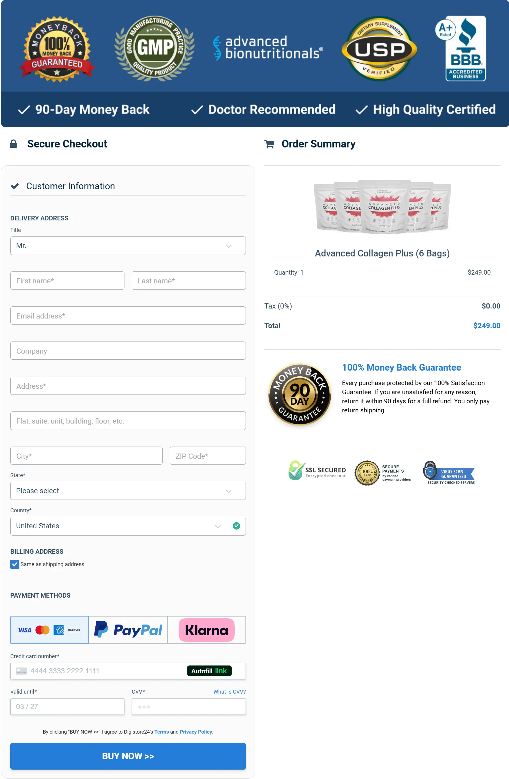 Advanced Collagen Plus-order-page